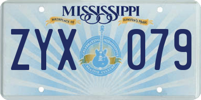MS license plate ZYX079