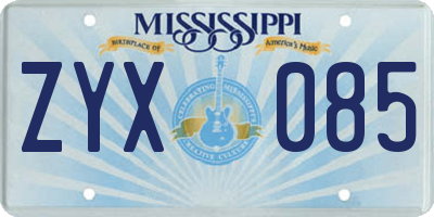 MS license plate ZYX085
