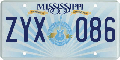 MS license plate ZYX086