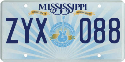 MS license plate ZYX088