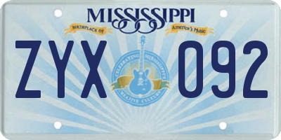 MS license plate ZYX092