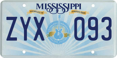 MS license plate ZYX093