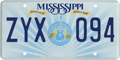 MS license plate ZYX094