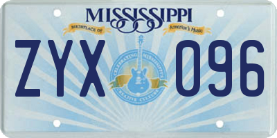 MS license plate ZYX096