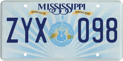 MS license plate ZYX098
