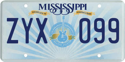 MS license plate ZYX099