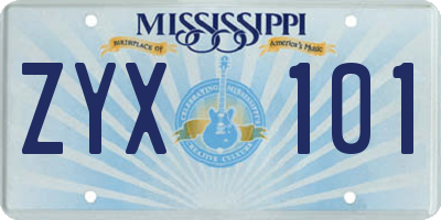 MS license plate ZYX101