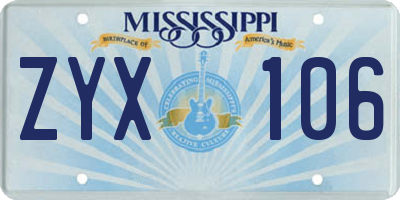 MS license plate ZYX106