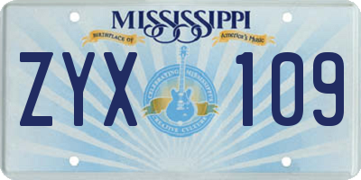 MS license plate ZYX109