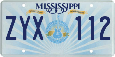 MS license plate ZYX112