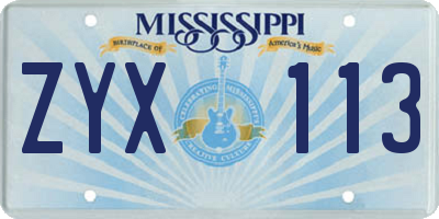 MS license plate ZYX113
