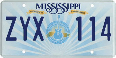MS license plate ZYX114
