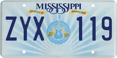 MS license plate ZYX119