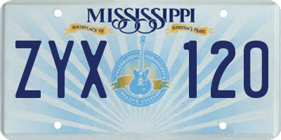 MS license plate ZYX120