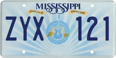 MS license plate ZYX121