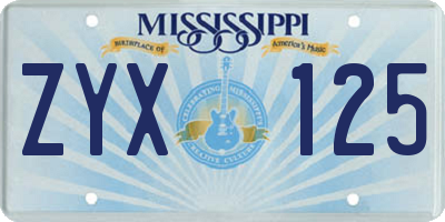 MS license plate ZYX125