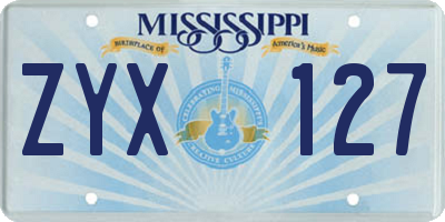 MS license plate ZYX127