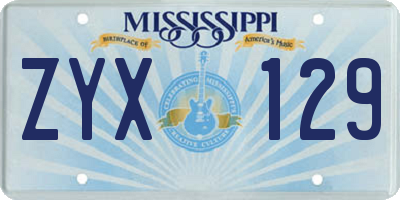 MS license plate ZYX129