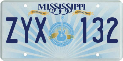 MS license plate ZYX132