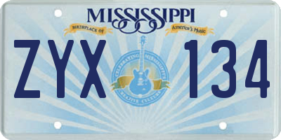 MS license plate ZYX134
