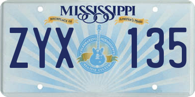 MS license plate ZYX135