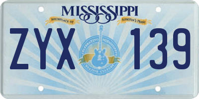 MS license plate ZYX139