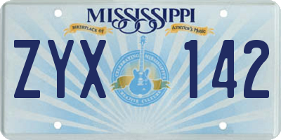 MS license plate ZYX142