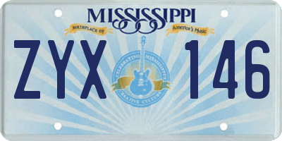 MS license plate ZYX146