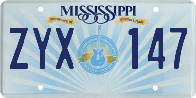 MS license plate ZYX147