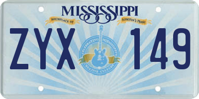MS license plate ZYX149