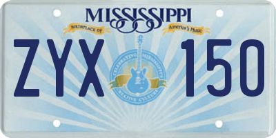 MS license plate ZYX150