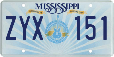 MS license plate ZYX151