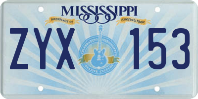 MS license plate ZYX153
