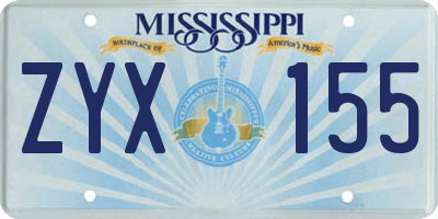 MS license plate ZYX155