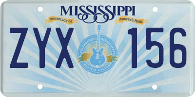 MS license plate ZYX156