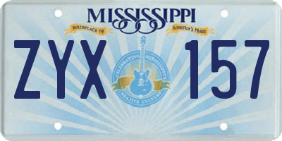 MS license plate ZYX157