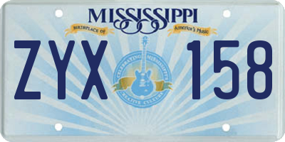 MS license plate ZYX158