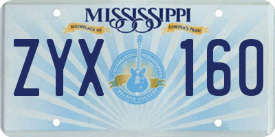 MS license plate ZYX160