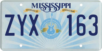 MS license plate ZYX163