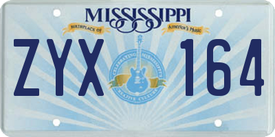 MS license plate ZYX164