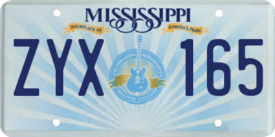 MS license plate ZYX165