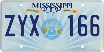 MS license plate ZYX166