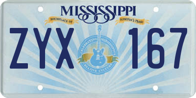 MS license plate ZYX167
