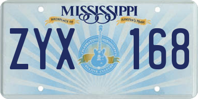 MS license plate ZYX168