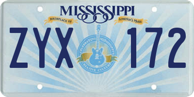 MS license plate ZYX172