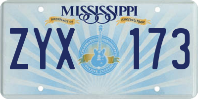 MS license plate ZYX173