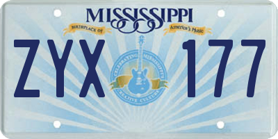 MS license plate ZYX177