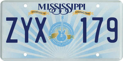 MS license plate ZYX179