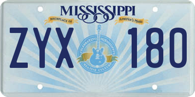 MS license plate ZYX180