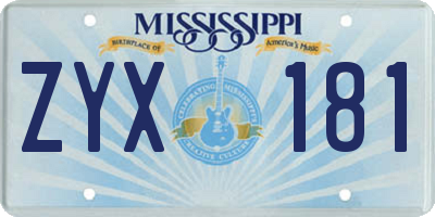 MS license plate ZYX181